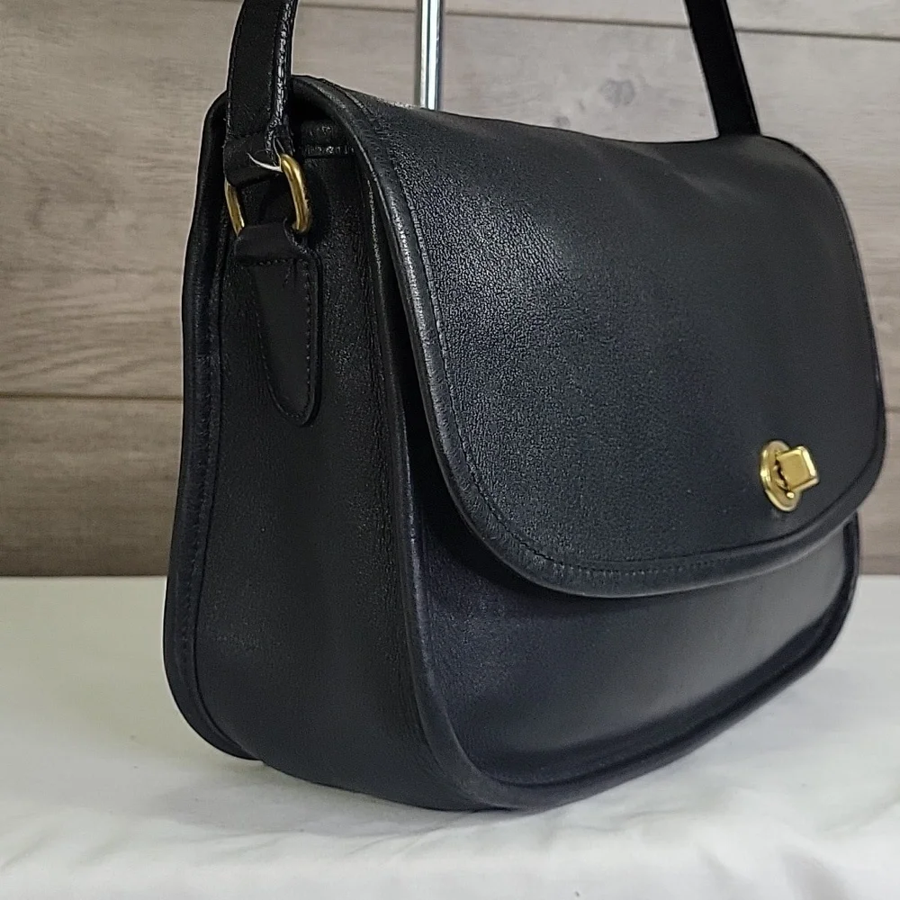 Vintage Coach 9790 Black Leather City Bag Shoulder Bag Satchel Purse - Picture 3 of 13